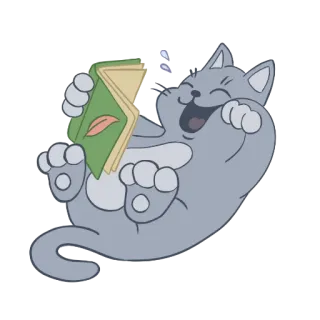 😂 1d61be27 猫, 书, 阅读, 动物, 卡通 telegram sticker
