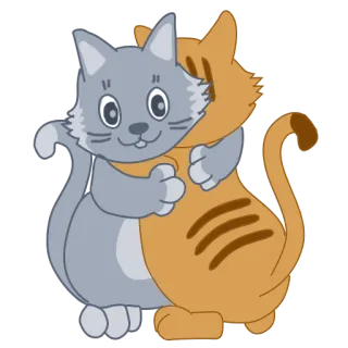 👐 47f2bc1f 猫, 拥抱, 动物, 友谊 telegram sticker