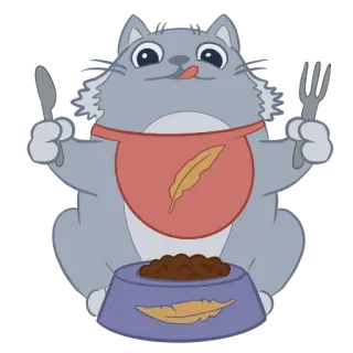🍽 9da02275 猫, 食物, 吃, 可爱, 贴纸, 饿 telegram sticker