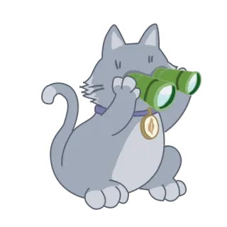 👀 ab40f2cd 猫, 望远镜, 动物, 贴纸, 看, 卡通 telegram sticker