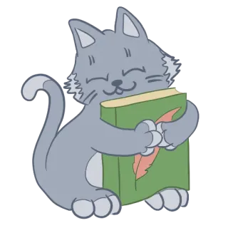 😊 e02eca9e 猫, 书, 阅读, 动物, 可爱 telegram sticker
