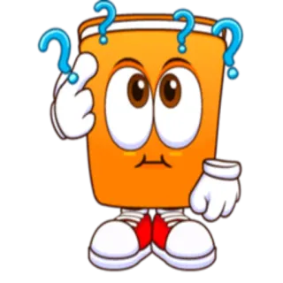 🤔 06609d6f Dessin animé, Point d'interrogation, Pensée, Confus, Orange, Personnage, Puzzle whatsapp sticker