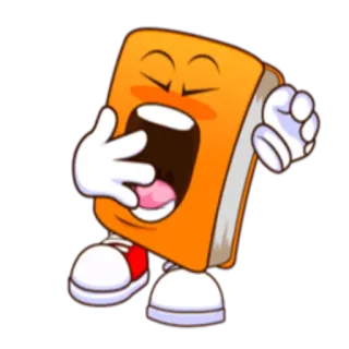 😴 1f854077 livre, dessin animé, personnage, lecture, éducation, drôle, bâillement whatsapp sticker