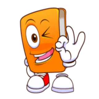 👌 4560924d livre, personnage, dessin animé, geste OK, clin d'œil, orange, mascotte whatsapp sticker