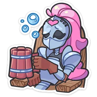 🍺 475f1485 ksatria, zirah, fantasi, ksatria wanita, rambut merah muda, kartun, abad pertengahan, stiker telegram sticker