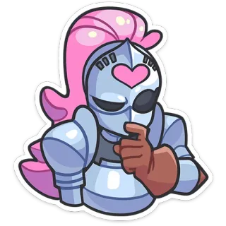 🤔 7716df78 chevalier, armure, dessin animé, personnage, cœur, cheveux roses, fantaisie whatsapp sticker