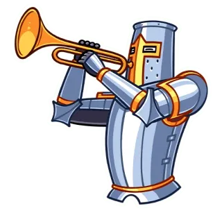 😱 50ccb4f1 knight, cartoon, trumpet, armor, music, herald telegram sticker