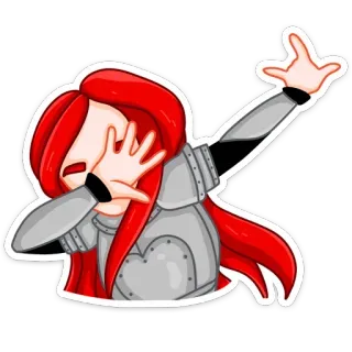 💃 3dfa1076 ผมแดง, ชุดเกราะ, การ์ตูน, ผู้หญิง, ตัวละคร, ท่าทาง, ผู้หญิง, อนิเมะ telegram sticker