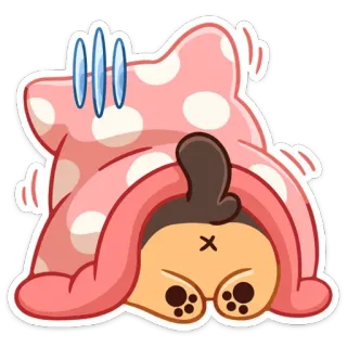 🙈 4bf39be1 Cartoon, Personage, Ondersteboven, Roze, Dekentje telegram sticker