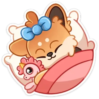 😴 bb936dd5 slapen, dier, schattig, hond, kussen, deken, speelgoed telegram sticker