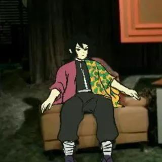 🌊 0ed6d230 Giyu Tomioka Demon Slayer 动漫, 鬼灭之刃, 富冈义勇, 角色, 坐着, 严肃, 漫画 telegram sticker