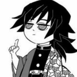 🌊 15728d1b Giyu Tomioka Demon Slayer 动漫, 漫画, 鬼灭之刃, 富冈义勇, Q版, 指着 telegram sticker