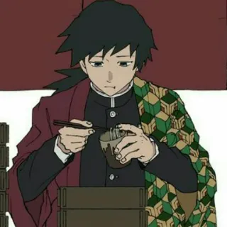 🌊 59729cec Giyu Tomioka Demon Slayer 动漫, 鬼灭之刃, 富冈义勇, 吃, 角色 telegram sticker