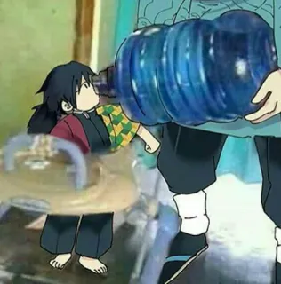 🌊 8ee5bf55 Giyu Tomioka Demon Slayer 动漫, 鬼灭之刃, 富冈义勇, 搞笑, 饮水机, 梗 telegram sticker