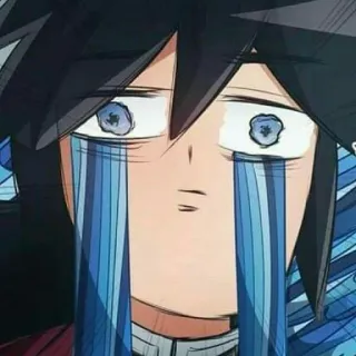 🌊 daa4f50e Giyu Tomioka Demon Slayer 动漫, 鬼灭之刃, 富冈义勇, 哭泣, 悲伤 telegram sticker