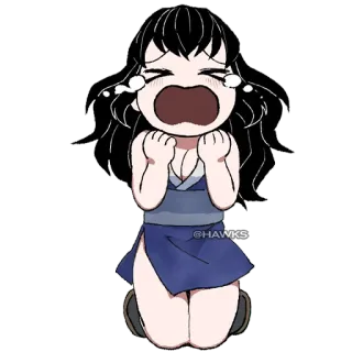 😭 4a760c39 @HAWKS Anime, Khóc, Chibi, Cô gái telegram sticker
