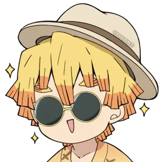 😎 87e5e951 Zenitsu Agatsuma Demon Slayer @HAWKS Anime, Nhân vật, Kính, Mũ, Sticker, Tóc vàng, Zenitsu telegram sticker