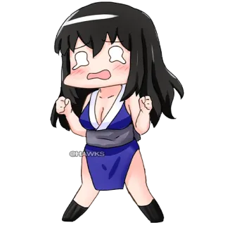 🥺 bb7ad630 @HAWKS Anime, Chibi, Nữ, Khóc, Chiến binh telegram sticker