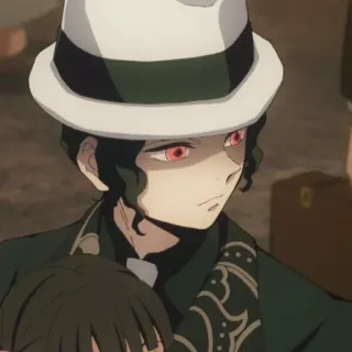 🍷 4012f494 Muzan Kibutsuji Demon Slayer Anime, Quỷ, Đàn ông, Mũ, Mắt đỏ, Ác quỷ, Thanh gươm diệt quỷ telegram sticker