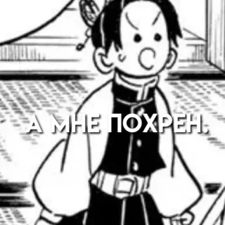 😐 baea2122 А МНЕ ПОХРЕН. Anime, Manga, Russische tekst, Cartoon, Sticker telegram sticker