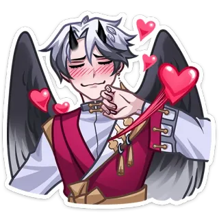 🥰 e15d2c46 Anime, Malaikat, Iblis, Cinta, Hati, Sayap, Merona, Stiker telegram sticker