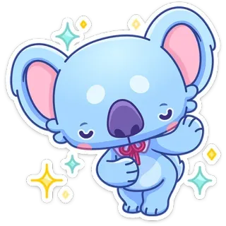 😌 42150d47 koala, carino, cartone animato, kawaii, animale, scintillio, adesivo telegram sticker