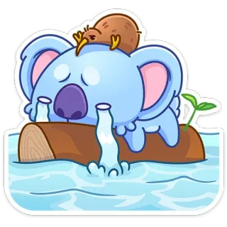 😭 5e4b0733 koala, uccello, acqua, assonnato, carino, animale, natura telegram sticker