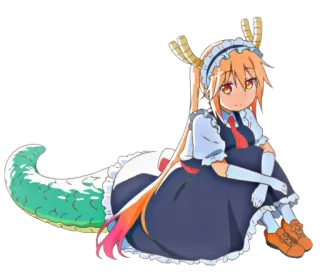 🐉 ccbfb805 Tohru Miss Kobayashi's Dragon Maid dragon, animé, maid, mignon, kawaii, Tohru telegram sticker