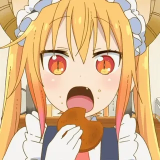 🎋 43f3bfc5 Tohru Miss Kobayashi's Dragon Maid Anime, Dragão, Empregada, Tohru, Comendo whatsapp sticker