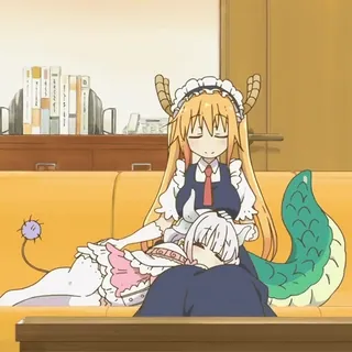 🎋 486db418 Tohru Miss Kobayashi's Dragon Maid Anime, Dragão, Maid, Kawaii, Fofo whatsapp sticker