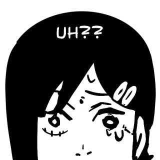 ❓ 1b17225a UH?? bingung, pertanyaan, mata, mata, wajah, eh, kartun whatsapp sticker