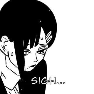 😴 83eda24d SIGH... desahan, anime, manga, lelah, ekspresi, hitam putih, dramatis whatsapp sticker