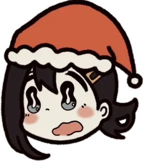 🌟 806068b5 Cartoon, Kerst, Anime, Schattig, Chibi, Illustratie, Kerstmuts telegram sticker