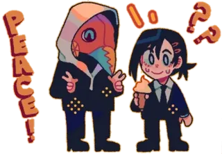 🌟 a378d45a PEACE! cartoon, vredesteken, anime, personage, ijs, vriendschap telegram sticker