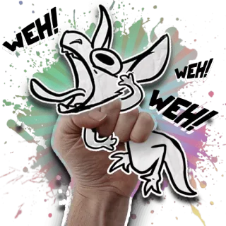 ✊ 0bc7589f WEH! dibujo animado, animal, mano, expresión, grito, divertido telegram sticker