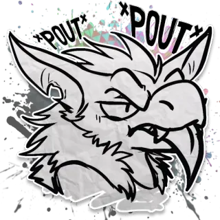😔 6dc79a87 X POUT X POUT X monstruo, enfadado, fantasía, dibujos animados, animal, ilustración telegram sticker