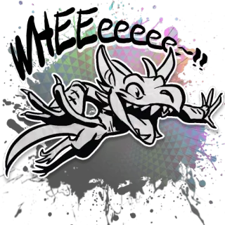 🐬 d136b88d WHEEEEEEE dragón, pegatina, dibujos animados, fantasía, divertido telegram sticker