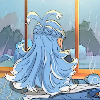 ☔️ 02e5b9e6 woda, deszczowy dzień, anime, kubek, wewnątrz, postać telegram sticker