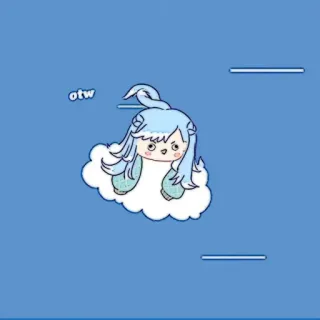 ☔️ c5ed39c2 otw Anime, Słodkie, Chmura, W drodze, Postać telegram sticker