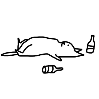 😌 1e61a2ff пьяный, животное, алкоголь, вечеринка, похмелье, измученный whatsapp sticker