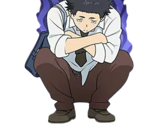 😨 195ced99 Shoya Ishida A Silent Voice アニメ, 少年, 悲しい, マンガ, キャラクター telegram sticker