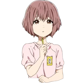 🤔 a02800bc Shouko Nishimiya A Silent Voice アニメ, キャラクター, 西宮硝子, 聲の形 telegram sticker