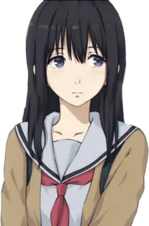 😒 e6085fee アニメ, 女の子, 制服, ポートレート, ティーン, 学生 telegram sticker