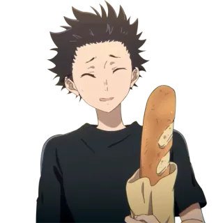 😌 9e5a941d Shoya Ishida A Silent Voice anime, personaggio, Shoya Ishida, A Silent Voice, pane, sorridente telegram sticker