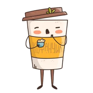 😴 e49788f5 КОФАНЧИК kawa, filiżanka, kawaii, kreskówka, napój, filiżanka kawy, napój telegram sticker