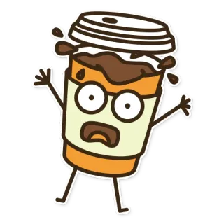 😱 8f90b8ec coffee, scared, cartoon, drink, spill, cute whatsapp sticker