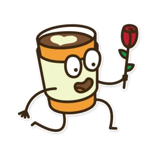 ❤️ a821e466 coffee, cartoon, cute, love, rose, character, kawaii whatsapp sticker