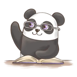 🐼 0e1547ad panda, reading, glasses, animal, cute, cartoon, book whatsapp sticker