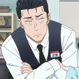 😕 912222c8 近藤 homem, anime, escritório, sério telegram sticker