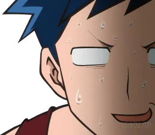 😰 e90b6197 @Y2LAB Anime, Sueur, Nerveux, Anxieux, Dessin animé, Manga whatsapp sticker